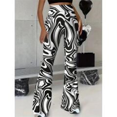 YÜKSEL BEL ZEBRA DESENLİ TAYT KADIN DESENLİ TAYT ZEBRA SİYAH BEYAZ DESENLİ TAYT