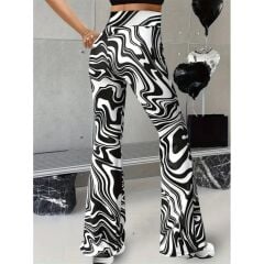 YÜKSEL BEL ZEBRA DESENLİ TAYT KADIN DESENLİ TAYT ZEBRA SİYAH BEYAZ DESENLİ TAYT