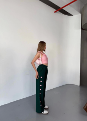 Osy Modal Yumuşak Dokulu Kumaş Nakış işlemeli Rahat Bol Paça Eşofman Pantalon - Haki