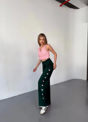 Osy Modal Yumuşak Dokulu Kumaş Nakış işlemeli Rahat Bol Paça Eşofman Pantalon - Haki
