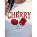 KISA KOLLU BİSİKLET YAKA CHERRY BASKILI CROP BLUZ KİRAZ BASKILI CROP KİRAZLI ÜST