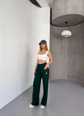 Osy Modal Yumuşak Dokulu Kumaş Nakış işlemeli Rahat Bol Paça Eşofman Pantalon - Haki