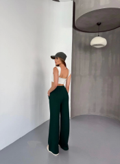 Osy Modal Yumuşak Dokulu Kumaş Nakış işlemeli Rahat Bol Paça Eşofman Pantalon - Haki