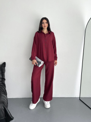 Gömlek Pantolon ikili Takım - Bordo