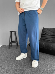 İki İplik Kumaş Beli Lastikli Yarı Flota Cepli Boru Paça Baggy Alt Esofman - Turkuaz