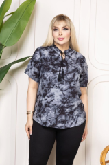 Bebe yaka püskül Detaylı Bluz- Desenli