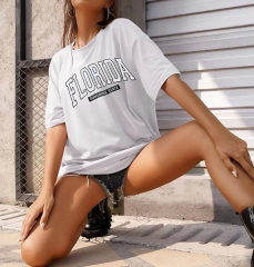 Kadın Bisiklet Yaka Baskılı T-shirt - Beyaz