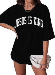 Kadın Bisiklet Yaka Kısa Kol Baskılı T-shirt - Siyah