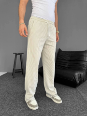 Su Yolu Çizgili Cepli Pantalon Yazlık - Bej