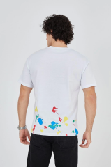 Erkek Baskılı Penye T-Shirt - Beyaz