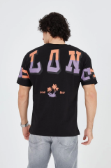 Erkek Ön ve Arka Baskılı T-Shirt - Siyah