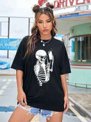 Baskılı Kadın T-shirt - Siyah