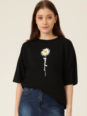 Baskılı Kadın T-shirt - Siyah