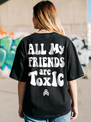 Kadın Baskılı Oversize T-shirt - Siyah