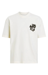 Erkek Baskılı Oversize T-shirt - Beyaz