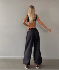 Kadın Cepli Paraşut Pantalon - Siyah