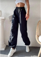 Kadın Cepli Paraşut Pantalon - Siyah