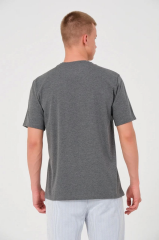 Unisex Düz Biskilet Yaka Oversize T-shirt - Füme