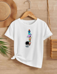 Çocuk Unisex Baskılı T-Shirt - Beyaz
