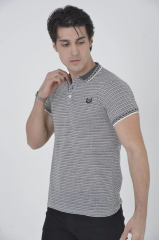 Erkek Yakalı Slim Fit Dokuma T-Shirt - Beyaz