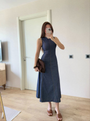 Jeans Kot Uzun Elbise - Lacivert