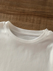 Brooklyn Harf Baskılı Düşük Omuzlu T-shirt, Rahat Kısa Kollu Bol T-shirt, Kadın Giyim - Beyaz