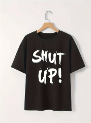 20/1 Penye Compack Baskılı Oversize Bisiklet Yaka m Kısa Kol Yazlık T-shirt - Siyah