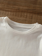 20/1 Penye Compack Ayı Baskılı Oversize Bisiklet Yaka Kısa Kol T-shirt - Beyaz