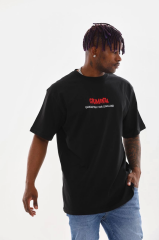 Unisex Baskılı Oversize T-Shirt - Siyah
