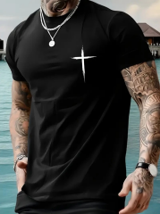 20/1 Penye Compack Baskılı Oversize Bisiklet Yaka Kısa Kol T-shirt - Siyah