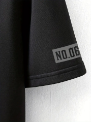 LB Ön Arka Baskılı Oversize Bisiklet Yaka Yazlık T-shirt - Siyah