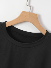 20/1 Penye Compack New York Baskılı Oversize Kısa Kol Bisiklet Yaka T-shirt - Siyah