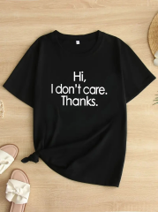 Hi, I don't care. Thanks. (Merhaba, önemli değil. Teşekkürler.) Baskılı Oversize Bisiklet Yaka T-shirt - Siyah