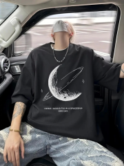 Erkekler için Siyah Tişört Grafik Genç Emo Vintage Gotik Rahat Büyük Beden Kısa Kollu Tişört Giysi Üst- Siyah