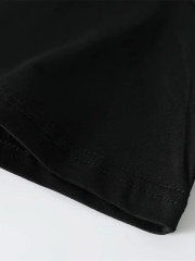 Büyük Beden Erkek ''Whatever'' Baskılı Tişört, Oversize Erkekler İçin Yaz Modası Kısa Kollu Tişörtler - Siyah