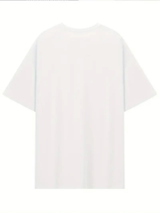 [Günlük T-Shirt] Hafif Kadın Günlük T-Shirt | Bol Kesim, Kısa Kollu, Yuvarlak Yaka, Eğlenceli Karikatür Ayı ve ''Umrumda Değil'' Baskı - Günlük Stil, İlkbahar/Yaz- Beyaz