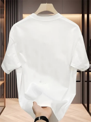 Rahat Bisiklet Yaka Tişört, Yaratıcı Karikatür Baskı - Yumuşak Polyester, Her Mevsim Giyilebilir- Beyaz