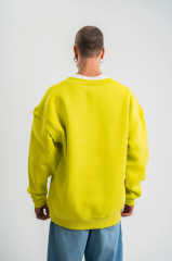 Geniş V yaka Kol Ribana Detaylı SweatShirt - Sarı