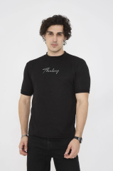 Unisex Bisiklet Yaka Slim fit T-Shirt- Siyah