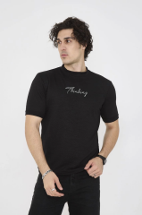Unisex Bisiklet Yaka Slim fit T-Shirt- Siyah