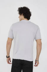 Unisex Bisiklet Yaka Slim fit T-Shirt- Boyalı Gri