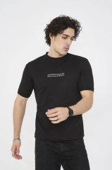 Unisex Bisiklet Yaka Slim fit T-Shirt- Siyah