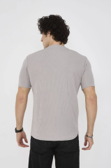 Unisex Bisiklet Yaka Slim fit T-Shirt- Boyalı Gri