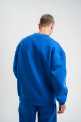 Uzun Kol Bisiklet Yaka Basic SweatShirt - Mavi