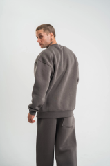 Uzun Kol Bisiklet Yaka Basic SweatShirt - Füme