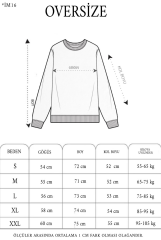 Oversize Bisiklet Yaka Baskılı SweatShirt - Siyah