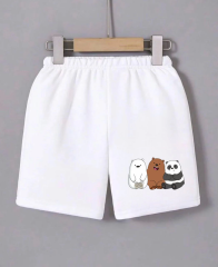 Kadın Beli Lastikli Baskılı Mini Şort - Beyaz