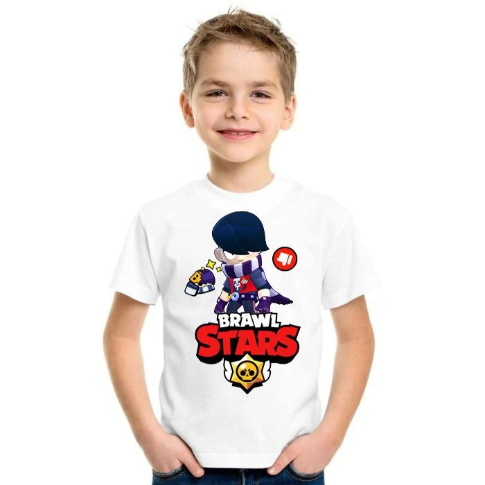Unisex Bisiklet Yaka Kısa Kol Baskılı Çocuk T-Shirt - Beyaz