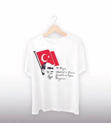 19 Mayıs 20/1 Baskılı T-shirt - Beyaz