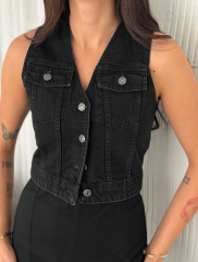 Kot Jeans Kadın Yelek - Siyah